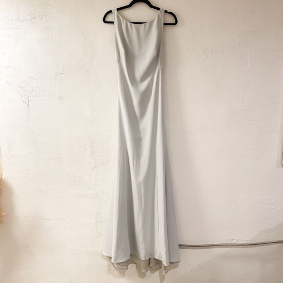 Theia Bridesmaid Bianca Twist Back Maxi Gown in Silver Size 6 - Picture 1 of 9